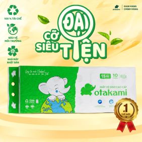 Giấy vệ sinh tái sinh cao cấp OTAKAMI có lõi 10 cuộn - 3 lớp - 1.5kg