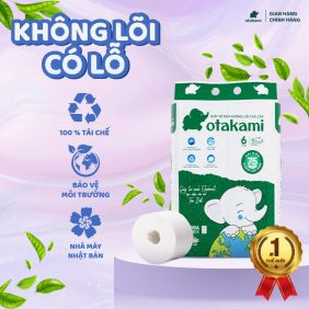 Giấy vệ sinh tái sinh cao cấp OTAKAMI không lõi ONE TOUCH 6 cuộn - 2 lớp - 75M