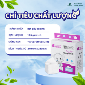 Khăn ăn tái sinh cao cấp OTAKAMI khổ 240x240 - 2 lớp - 1000GR